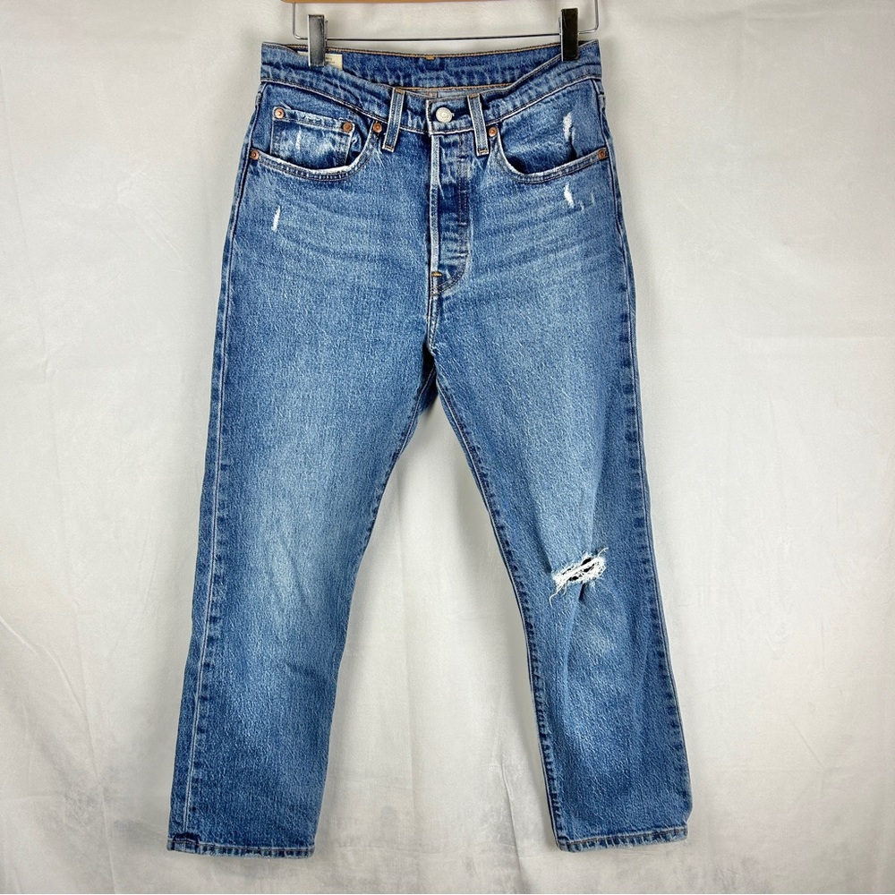 LEVI'S 501s Premium Denim Distressed Size 26x26 Button Fly High Rise